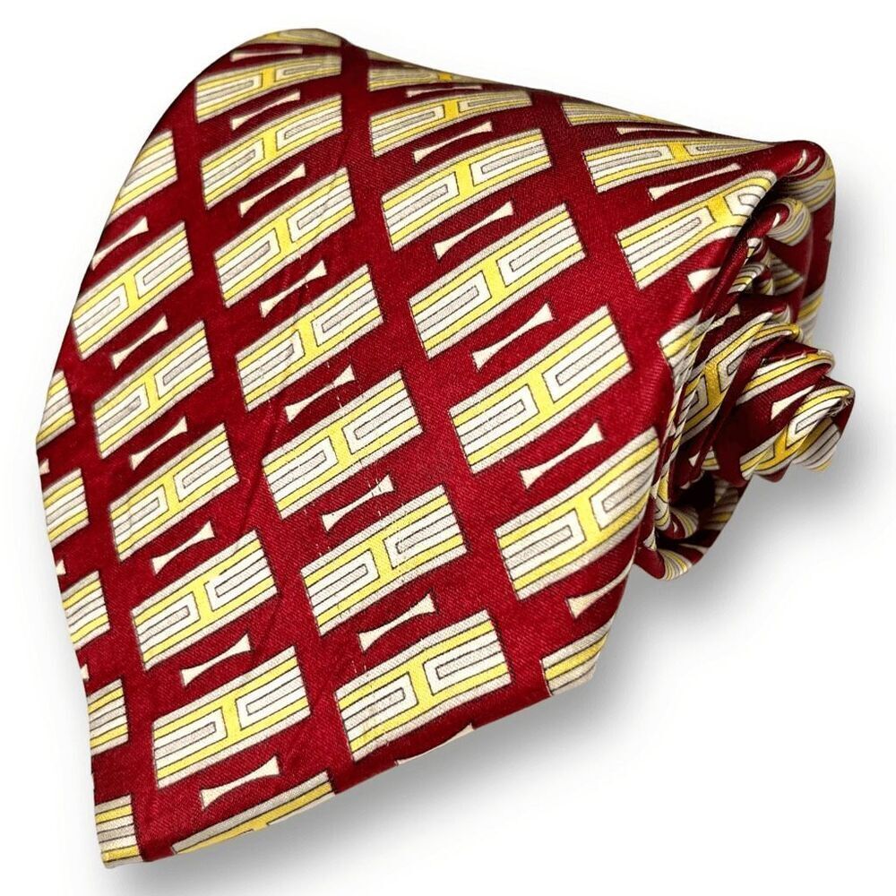 GIORGIO ARMANI Men’s Vintage Abstract Geometric Tie, 100% Silk, Made in Italy